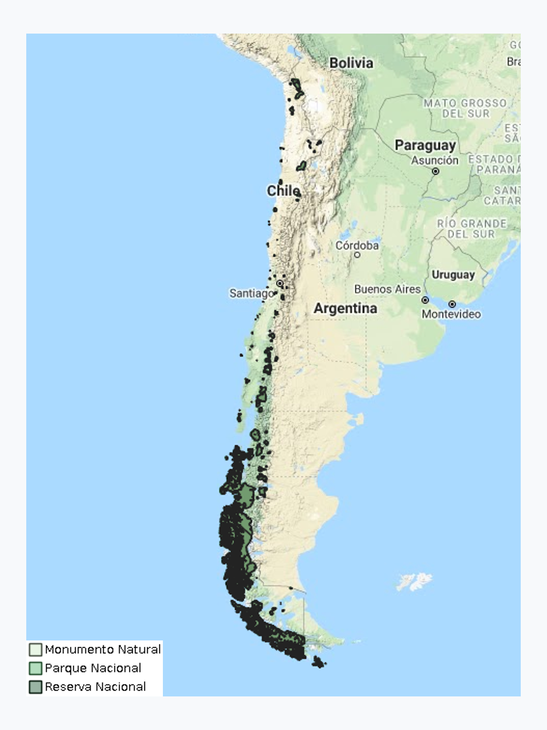 Sistema Nacional de Áreas Silvestres Protegidas por el Estado (SNASPE) - 2016